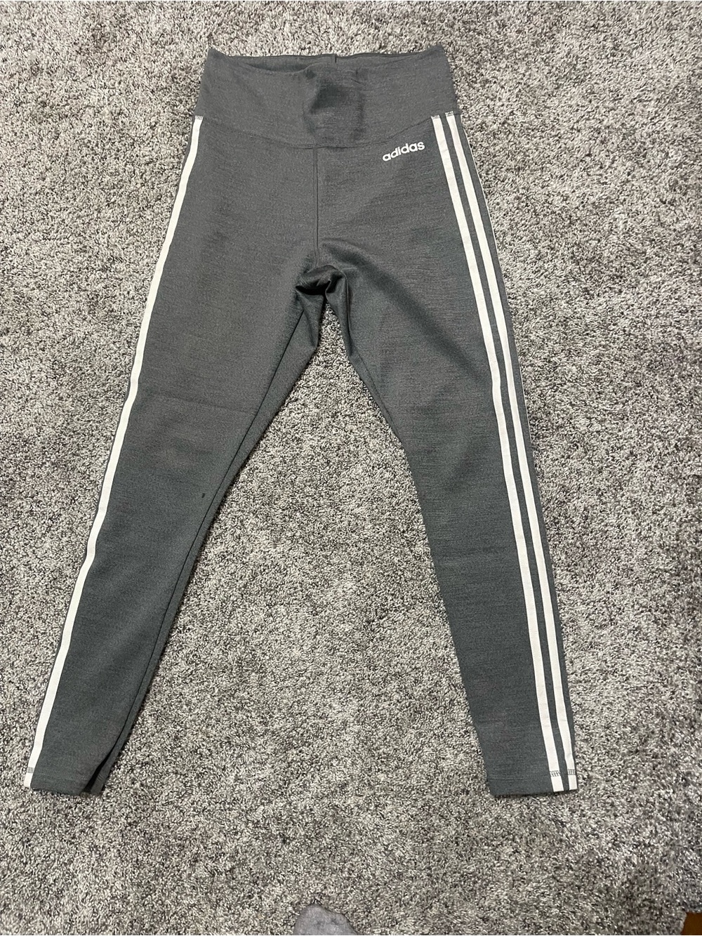 adidas Kids Charcoal Gray Leggings with White Triple Stripes